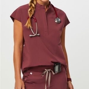 FIGS Limited Edition Dark Cherry Rafaela Top